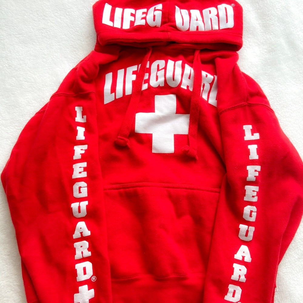 red lifeguard hoodie